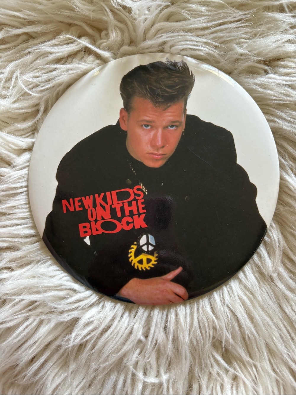 Vintage 1989 New Kids On The Block Donnie Wahlberg 6" Jumbo Pin Button Pic NKOTB